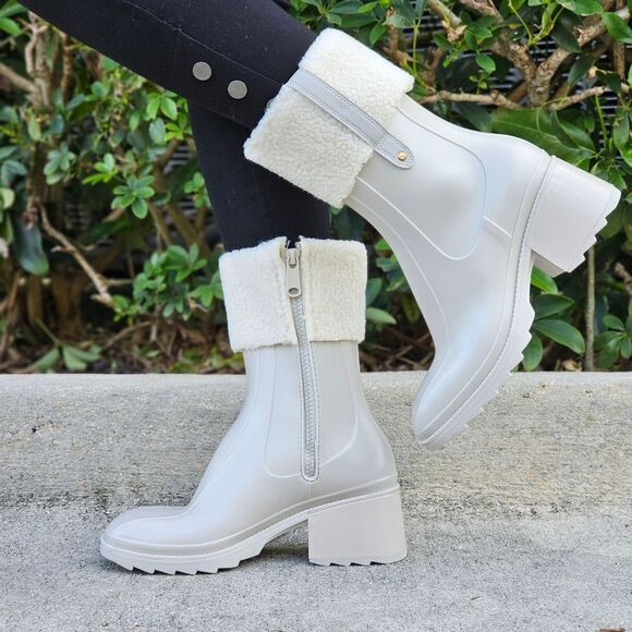 Women's Chunky Block Heel Ankle Boots Gray Color - Picture 2 of 5